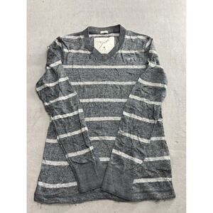 Abercrombie Fitch Mens Long Sleeve V Neck Striped Casual Shirt Size M